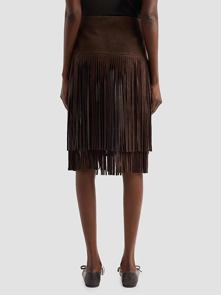 Kobi Halperin Women's Kyla Fringed Suede Midi Skirt | Thumbnail 3