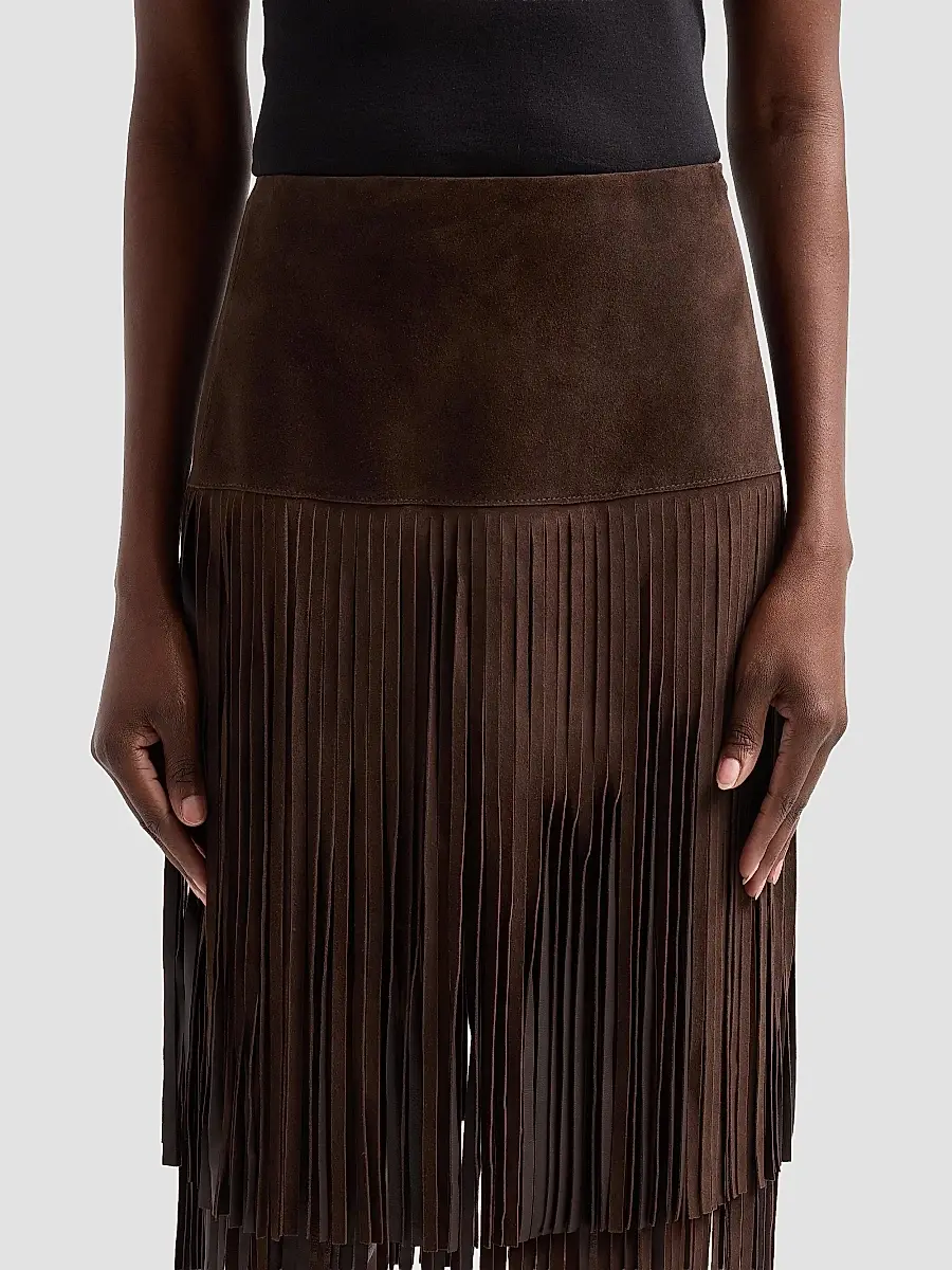 Kobi Halperin Women's Kyla Fringed Suede Midi Skirt | Thumbnail 5