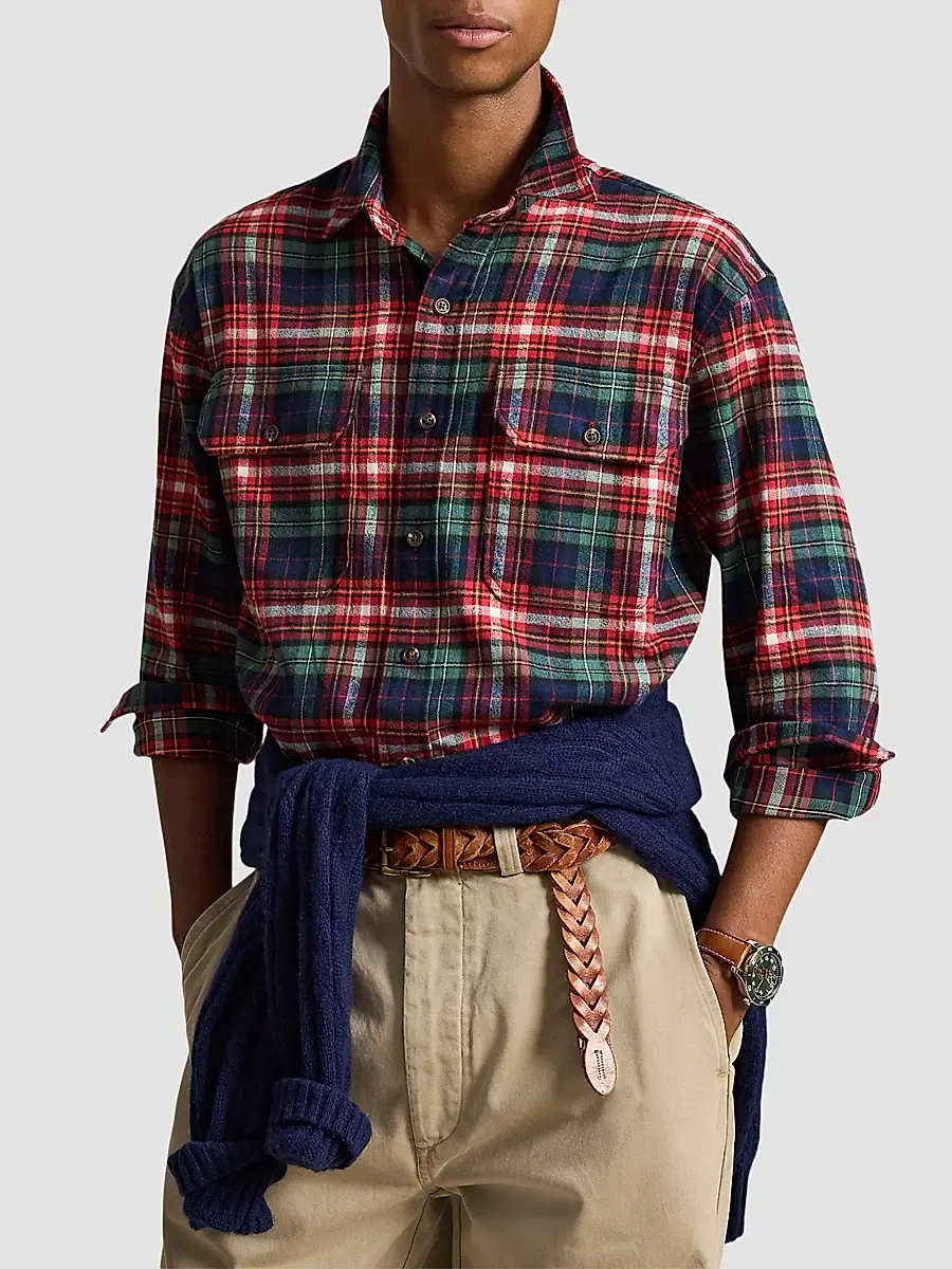 Polo Ralph Lauren Men's Classic-Fit Plaid Flannel Workshirt | Thumbnail 4 Polo Ralph Lauren Men's Classic-Fit Plaid Flannel Workshirt | Thumbnail 4