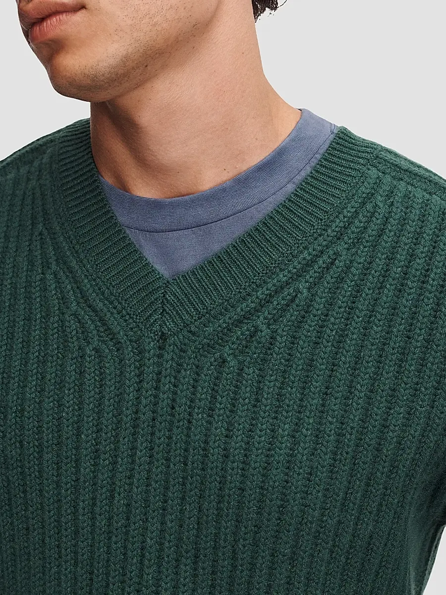 rag & bone Men's Theo Wool-Cashmere-Blend V-Neck Sweater | Thumbnail 4