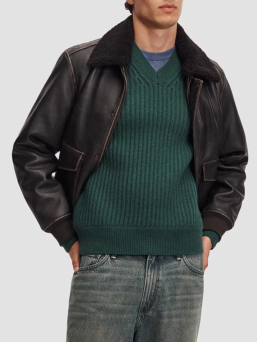 rag & bone Men's Theo Wool-Cashmere-Blend V-Neck Sweater | Thumbnail 6