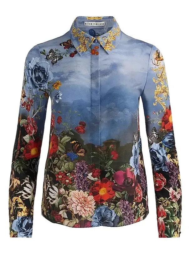 Women's Willa Floral Silk Button-Front Top Women's Willa Floral Silk Button-Front Top
