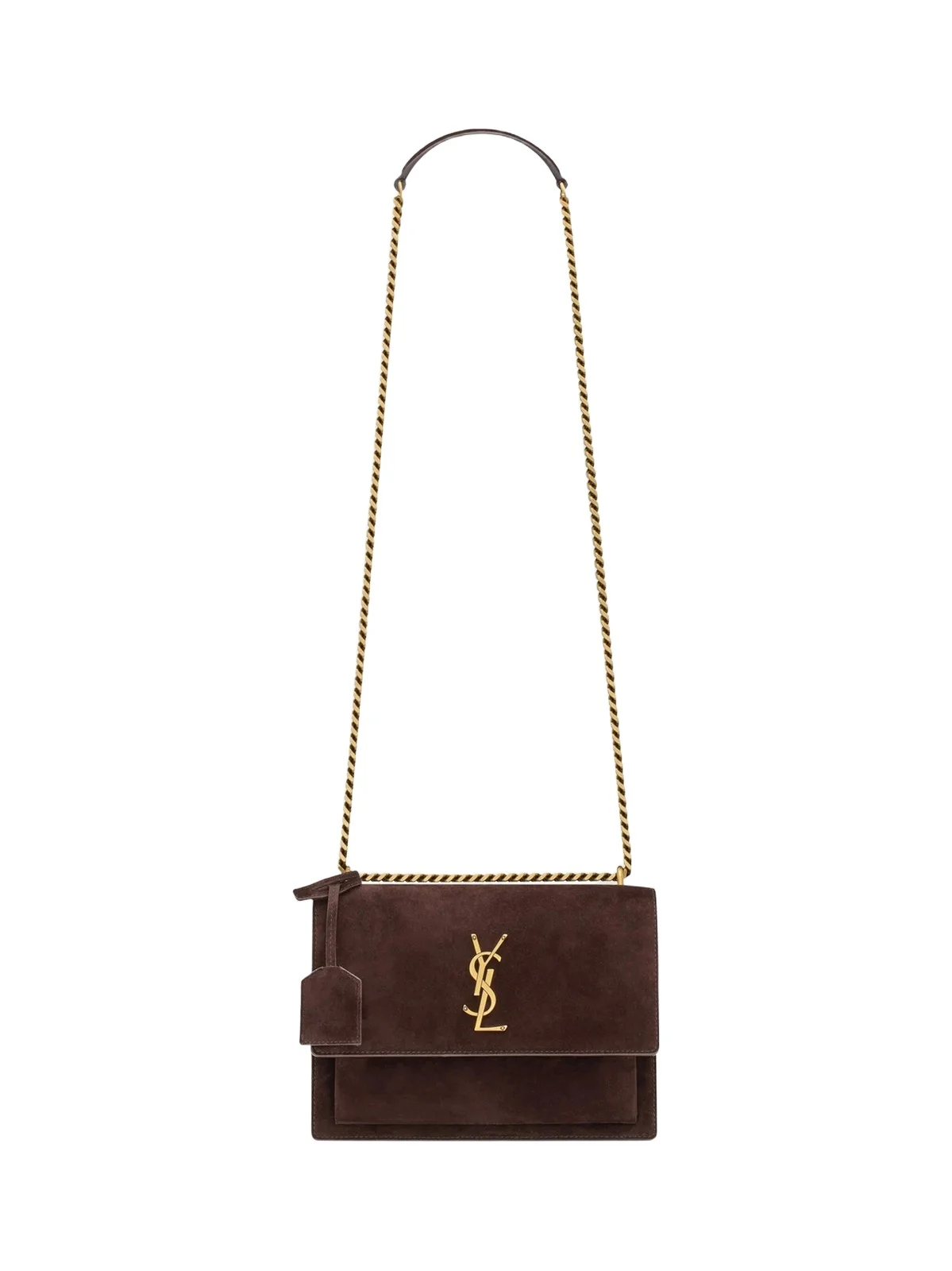 Saint Laurent Women's Sunset Medium Crossbody Bag in Suede - Arabica