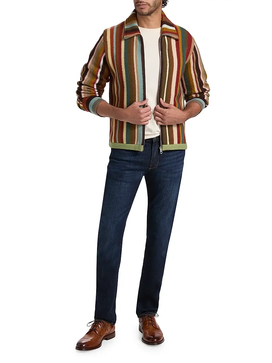 Paul Smith Men's Striped Wool Zip-Front Cardigan | Thumbnail 2 Paul Smith Men's Striped Wool Zip-Front Cardigan | Thumbnail 2