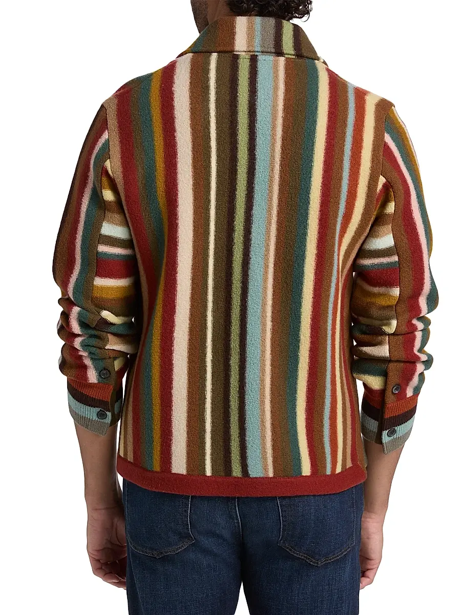 Paul Smith Men's Striped Wool Zip-Front Cardigan | Thumbnail 5 Paul Smith Men's Striped Wool Zip-Front Cardigan | Thumbnail 5
