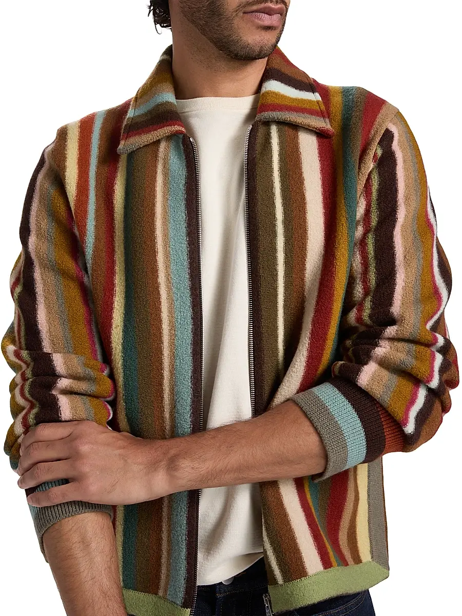 Paul Smith Men's Striped Wool Zip-Front Cardigan | Thumbnail 6 Paul Smith Men's Striped Wool Zip-Front Cardigan | Thumbnail 6