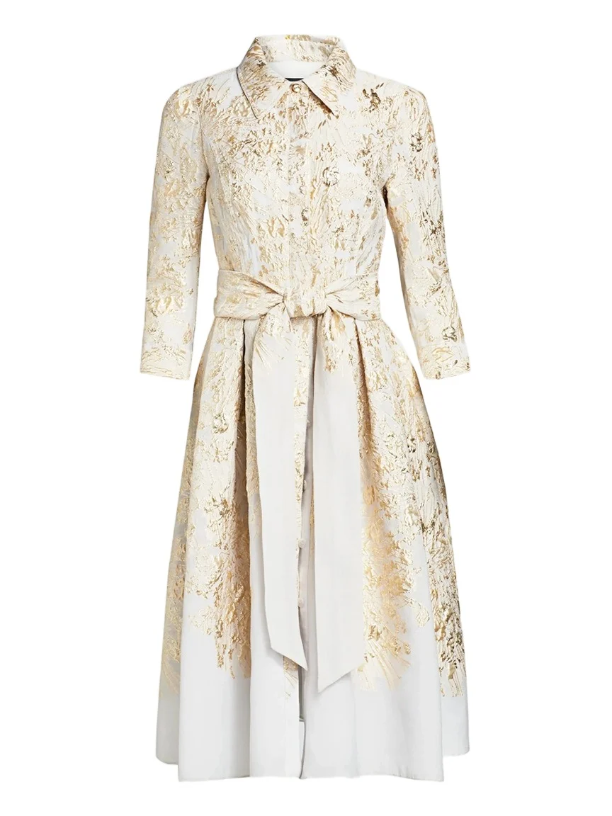 Women's Point Collar Metallic Jacquard Cocktail Dress Women's Point Collar Metallic Jacquard Cocktail Dress