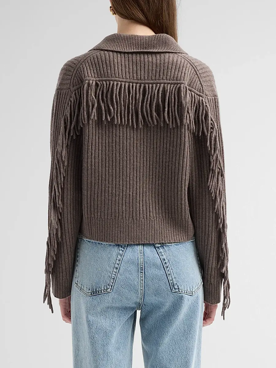 Simkhai Women's Natalia Rib-Knit Fringe Sweater | Thumbnail 3 Simkhai Women's Natalia Rib-Knit Fringe Sweater | Thumbnail 3