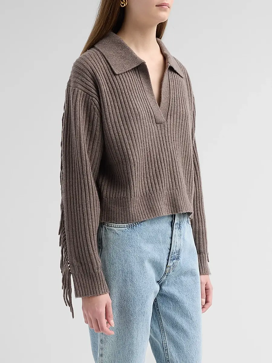 Simkhai Women's Natalia Rib-Knit Fringe Sweater | Thumbnail 4 Simkhai Women's Natalia Rib-Knit Fringe Sweater | Thumbnail 4
