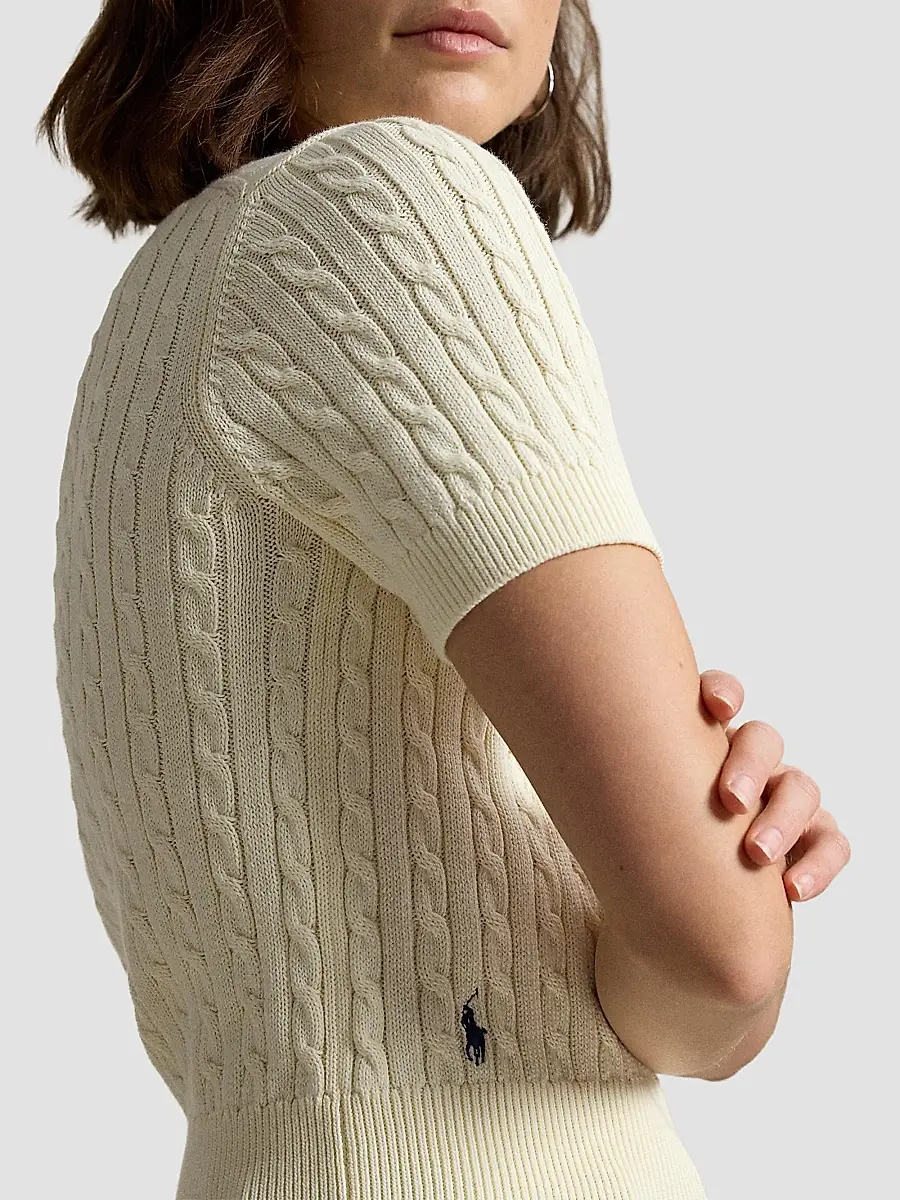 Polo Ralph Lauren Women's Mini-Cable Short-Sleeve Henley Sweater | Thumbnail 5 Polo Ralph Lauren Women's Mini-Cable Short-Sleeve Henley Sweater | Thumbnail 5