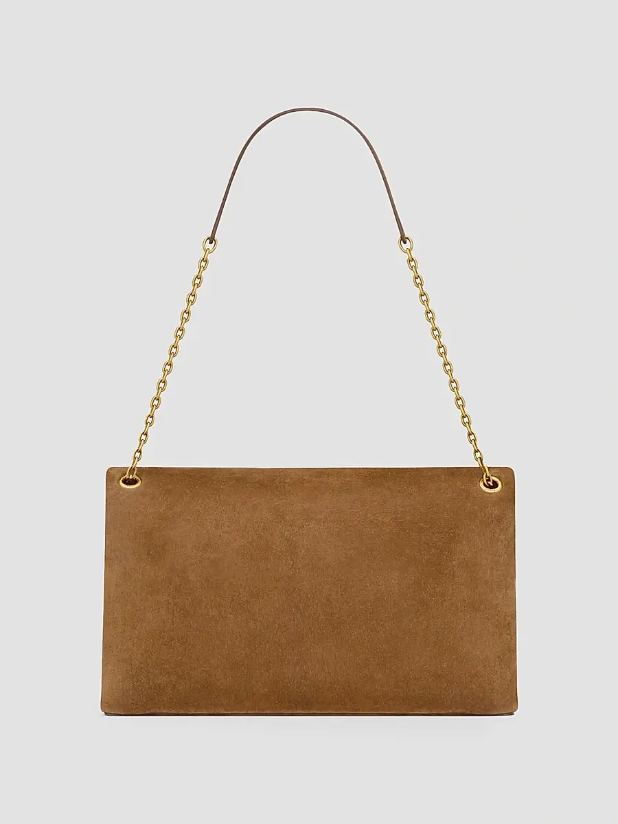 Saint Laurent Women's Cassandre Shoulder Bag on Chain in Suede - Caramel Cognac | Thumbnail 3 Saint Laurent Women's Cassandre Shoulder Bag on Chain in Suede - Caramel Cognac | Thumbnail 3