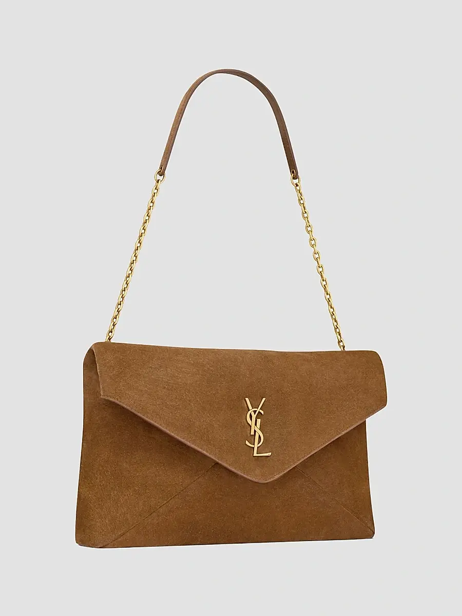Saint Laurent Women's Cassandre Shoulder Bag on Chain in Suede - Caramel Cognac | Thumbnail 8 Saint Laurent Women's Cassandre Shoulder Bag on Chain in Suede - Caramel Cognac | Thumbnail 8