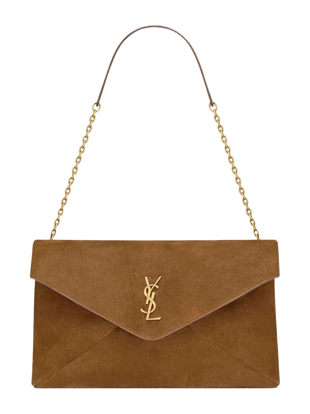 Saint Laurent Women's Cassandre Shoulder Bag on Chain in Suede - Caramel Cognac