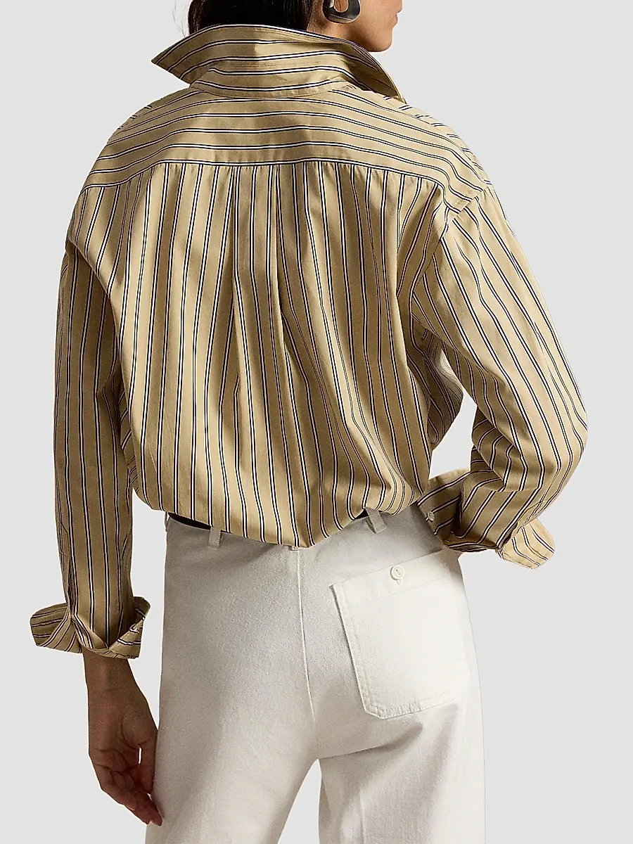 Polo Ralph Lauren Women's Relaxed Fit Striped Cotton Shirt | Thumbnail 3 Polo Ralph Lauren Women's Relaxed Fit Striped Cotton Shirt | Thumbnail 3