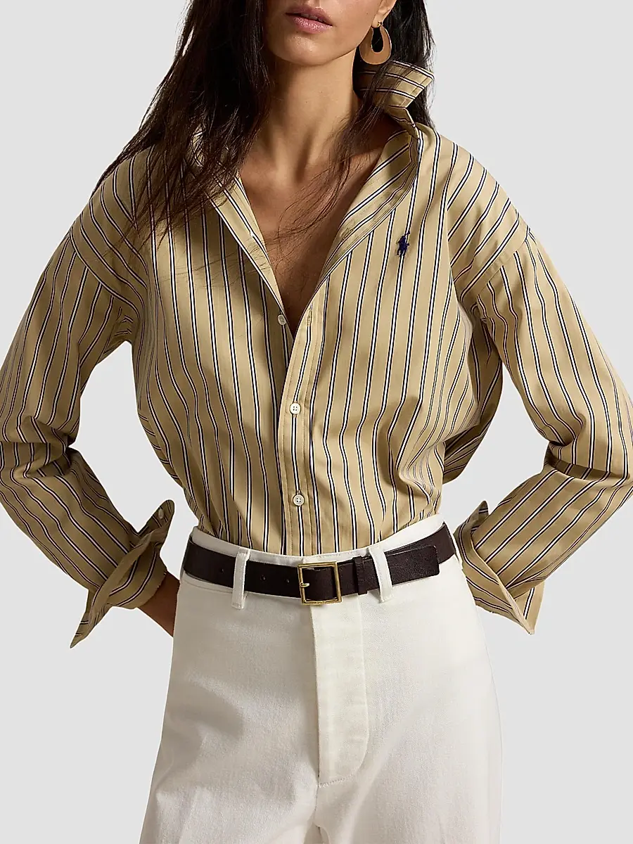 Polo Ralph Lauren Women's Relaxed Fit Striped Cotton Shirt | Thumbnail 4 Polo Ralph Lauren Women's Relaxed Fit Striped Cotton Shirt | Thumbnail 4