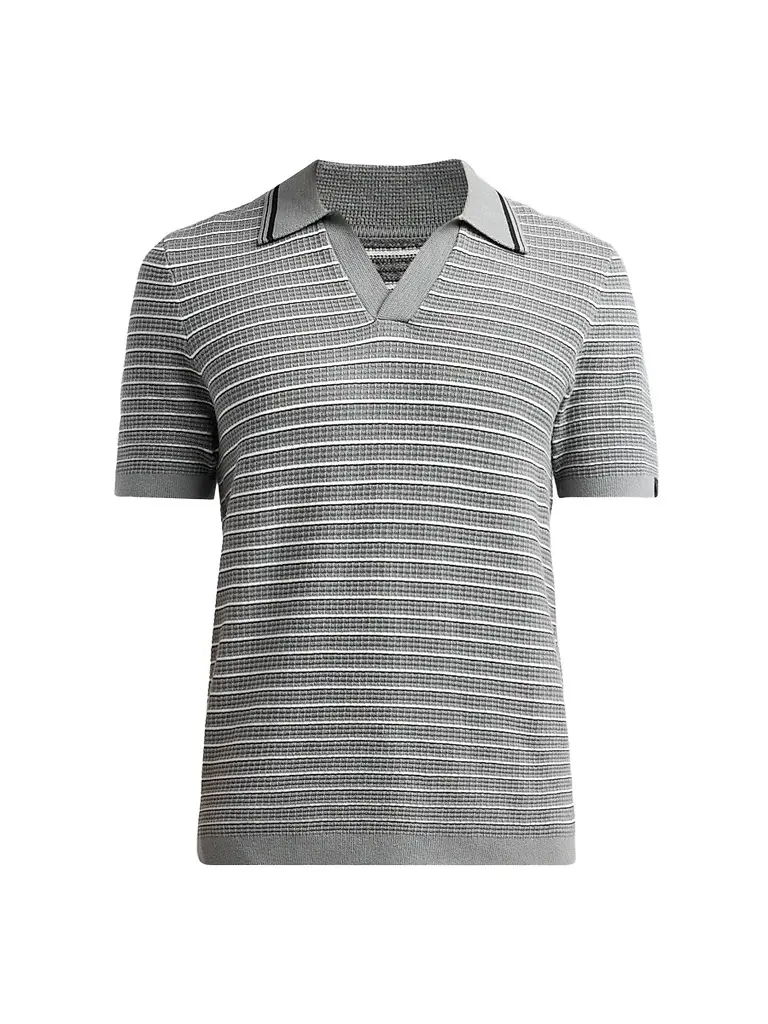 rag & bone Men's Aaron Striped Johnny Collar Polo Shirt