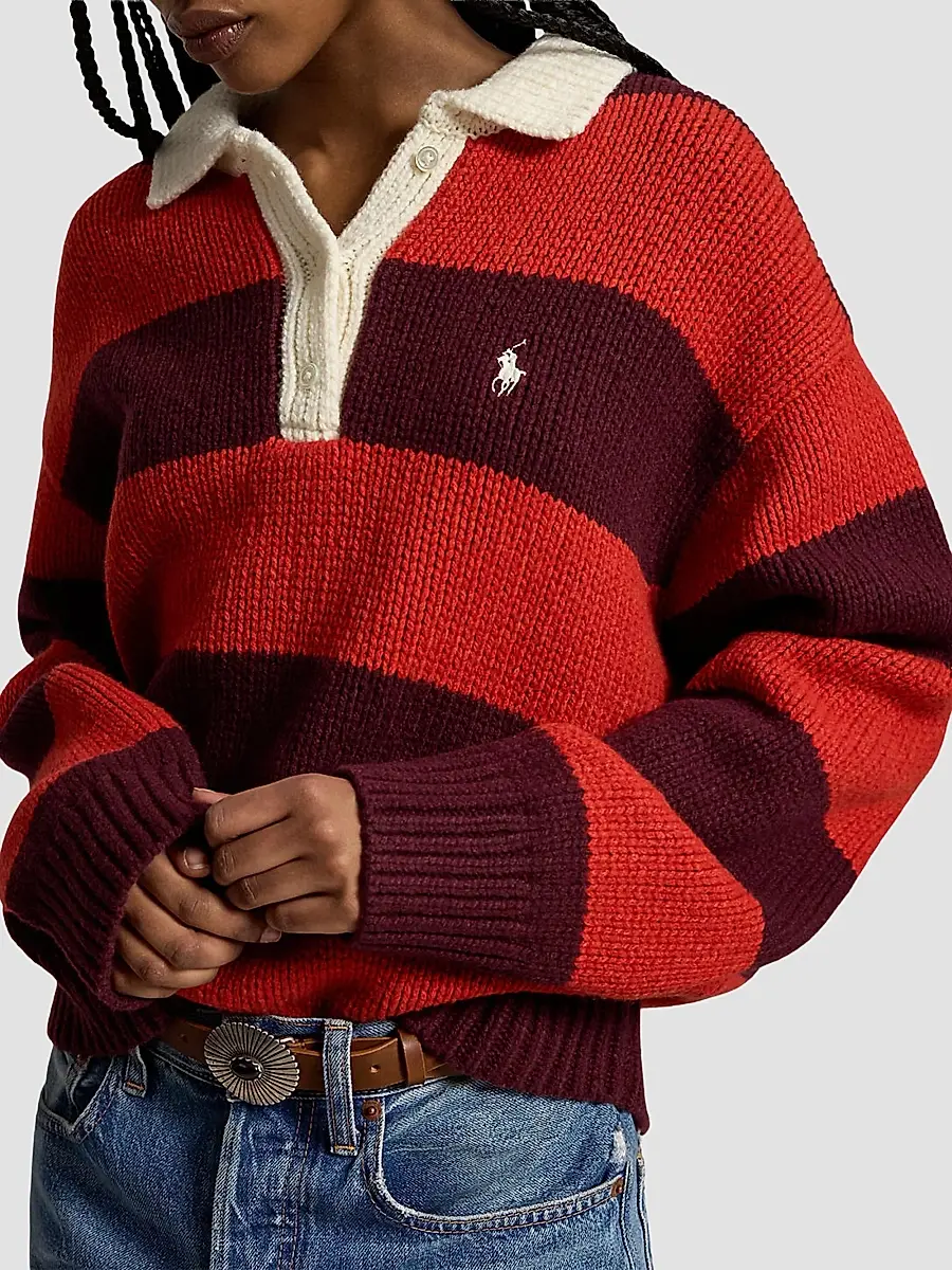 Polo Ralph Lauren Women's Striped Wool-Blend Rugby Sweater | Thumbnail 4 Polo Ralph Lauren Women's Striped Wool-Blend Rugby Sweater | Thumbnail 4
