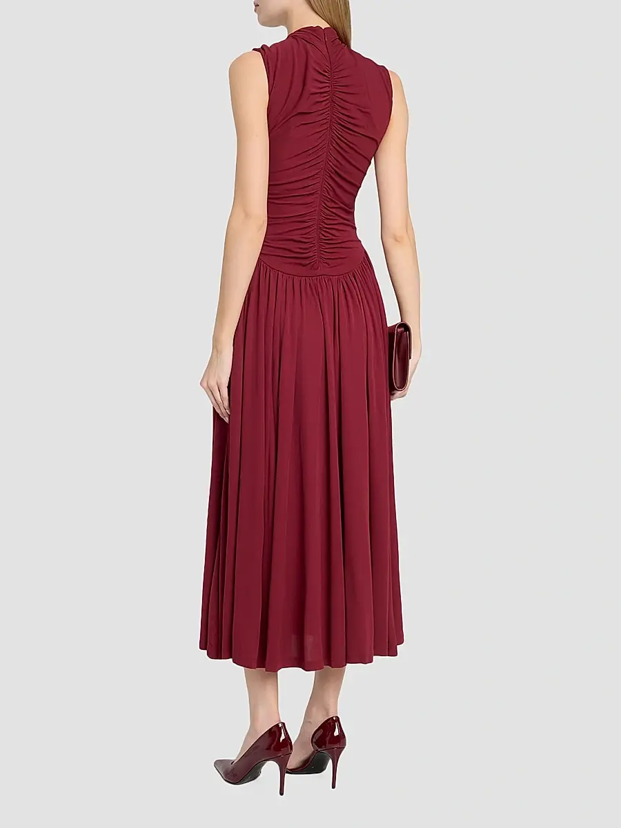 Toccin Women's Faria Mock Turtlenck Ruched Midi Dress | Thumbnail 3 Toccin Women's Faria Mock Turtlenck Ruched Midi Dress | Thumbnail 3