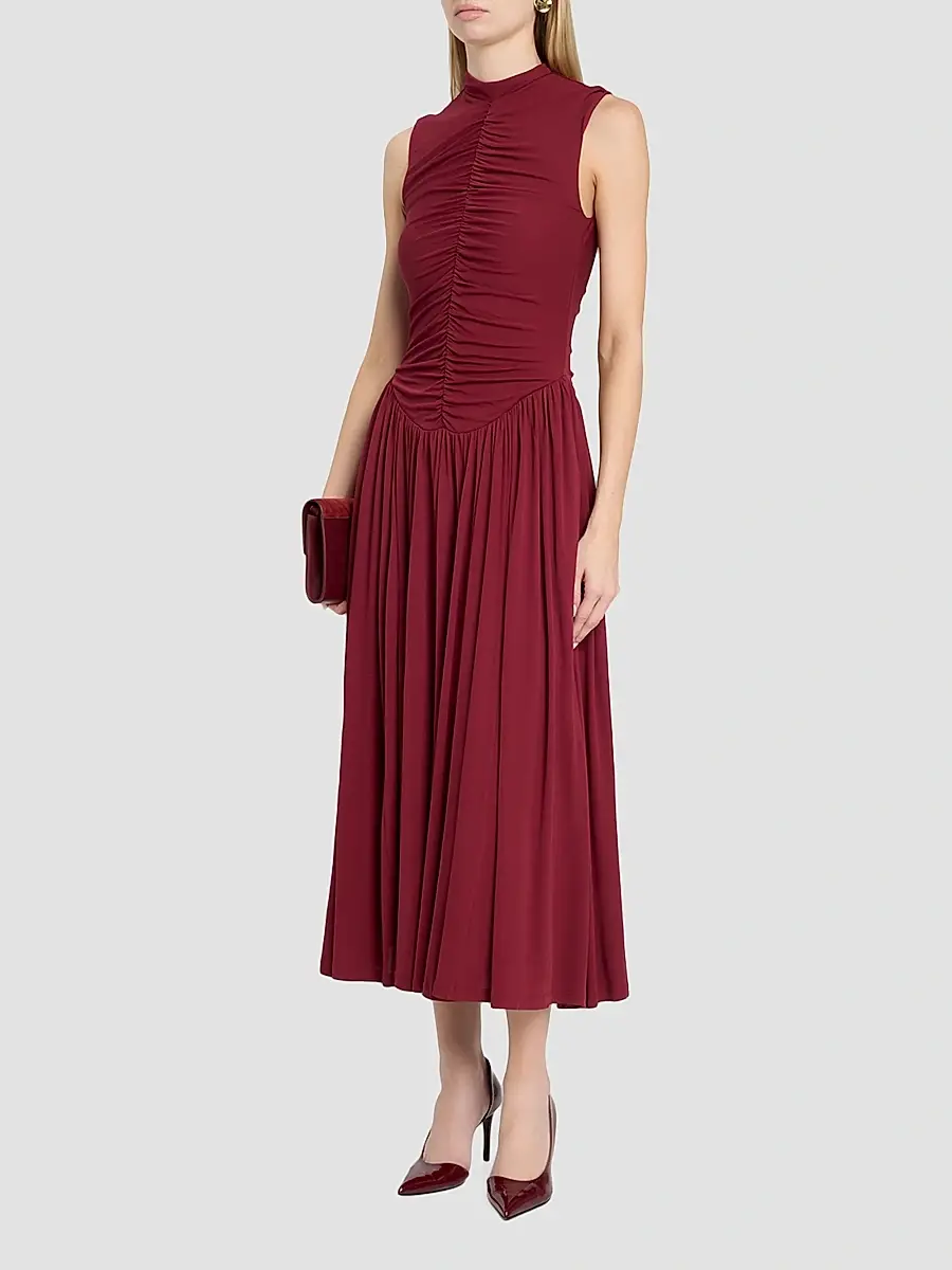 Toccin Women's Faria Mock Turtlenck Ruched Midi Dress | Thumbnail 4 Toccin Women's Faria Mock Turtlenck Ruched Midi Dress | Thumbnail 4