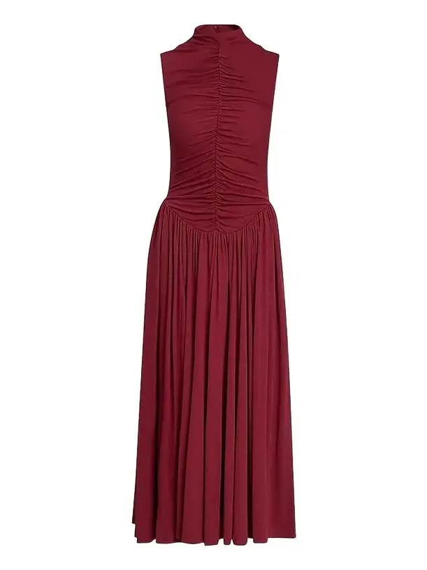 Women's Faria Mock Turtlenck Ruched Midi Dress Women's Faria Mock Turtlenck Ruched Midi Dress