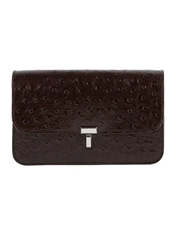 Women's T-Lock Ostrich-Embossed Crossbody Bag