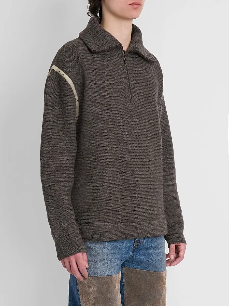 Maison Margiela Men's Elbow-Patch Wool Sweater | Thumbnail 4 Maison Margiela Men's Elbow-Patch Wool Sweater | Thumbnail 4