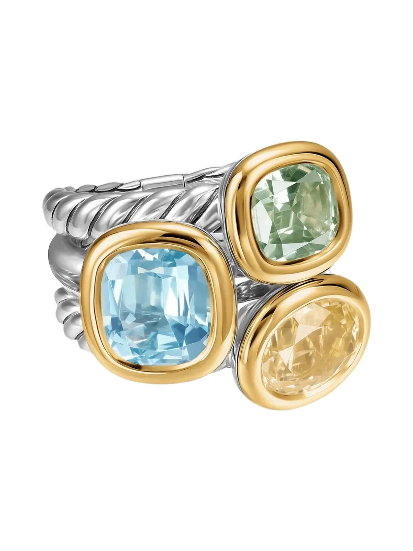 David Yurman Women's Mercer Color Three Stone Ring in Sterling Silver - Multicolored