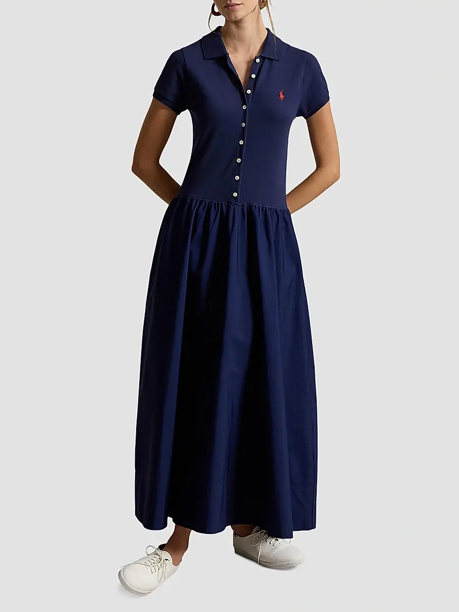 Polo Ralph Lauren Women's Hybrid Mesh Polo Maxi Dress | Thumbnail 2 Polo Ralph Lauren Women's Hybrid Mesh Polo Maxi Dress | Thumbnail 2