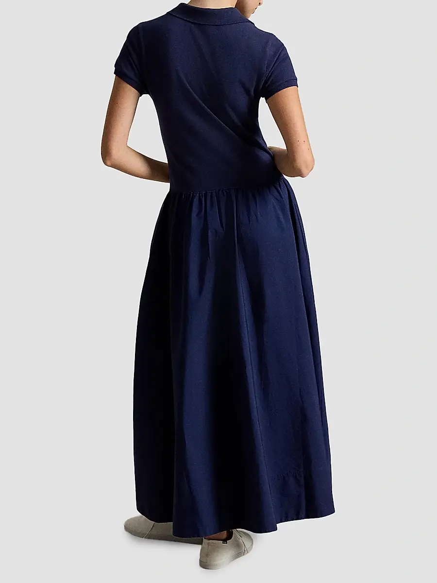 Polo Ralph Lauren Women's Hybrid Mesh Polo Maxi Dress | Thumbnail 3 Polo Ralph Lauren Women's Hybrid Mesh Polo Maxi Dress | Thumbnail 3