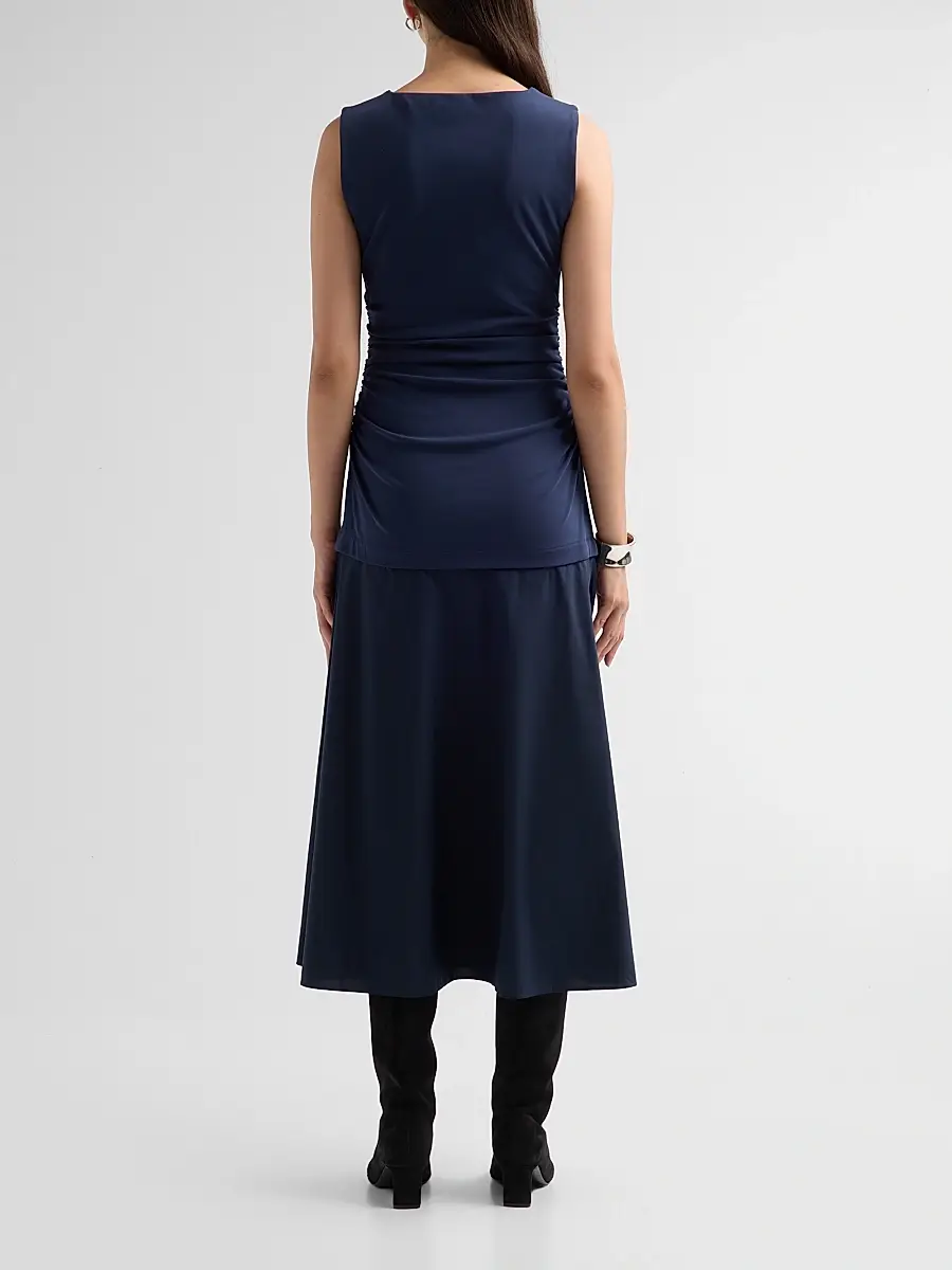 Veronica Beard Women's Basilia Ruched Midi Dress | Thumbnail 3 Veronica Beard Women's Basilia Ruched Midi Dress | Thumbnail 3