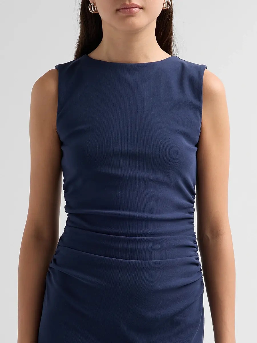 Veronica Beard Women's Basilia Ruched Midi Dress | Thumbnail 5 Veronica Beard Women's Basilia Ruched Midi Dress | Thumbnail 5