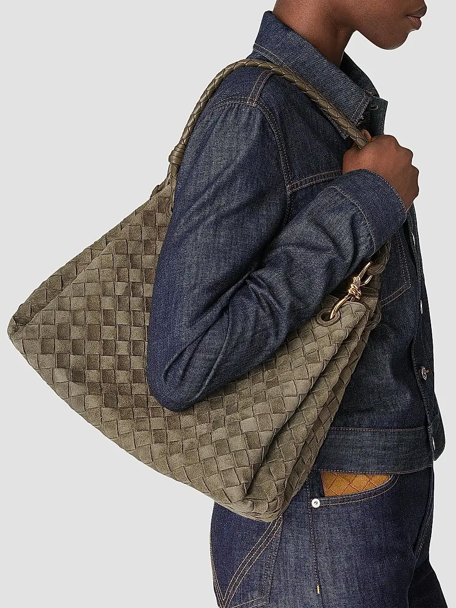 Bottega Veneta Women's Large Parachute Intrecciato Suede Shoulder Bag | Thumbnail 2 Bottega Veneta Women's Large Parachute Intrecciato Suede Shoulder Bag | Thumbnail 2