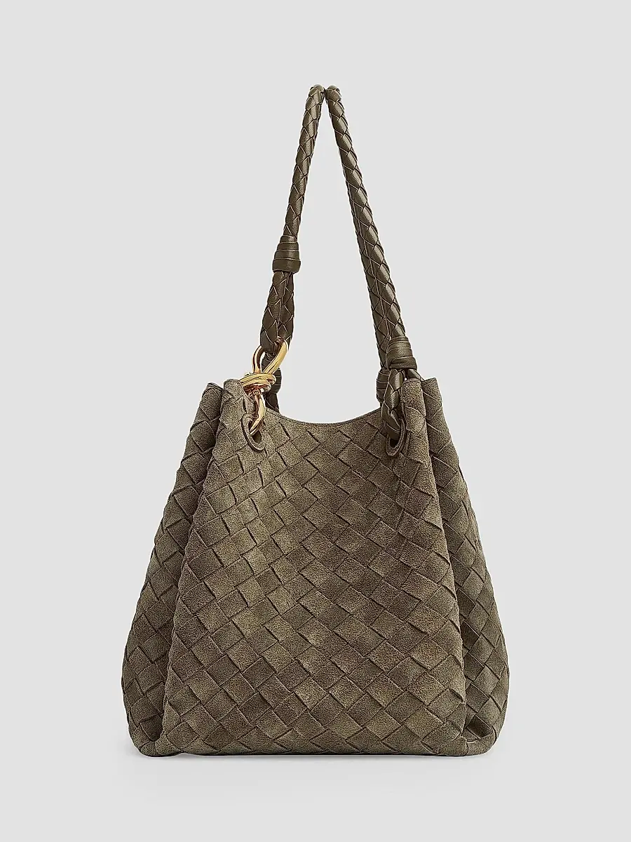 Bottega Veneta Women's Large Parachute Intrecciato Suede Shoulder Bag | Thumbnail 4 Bottega Veneta Women's Large Parachute Intrecciato Suede Shoulder Bag | Thumbnail 4