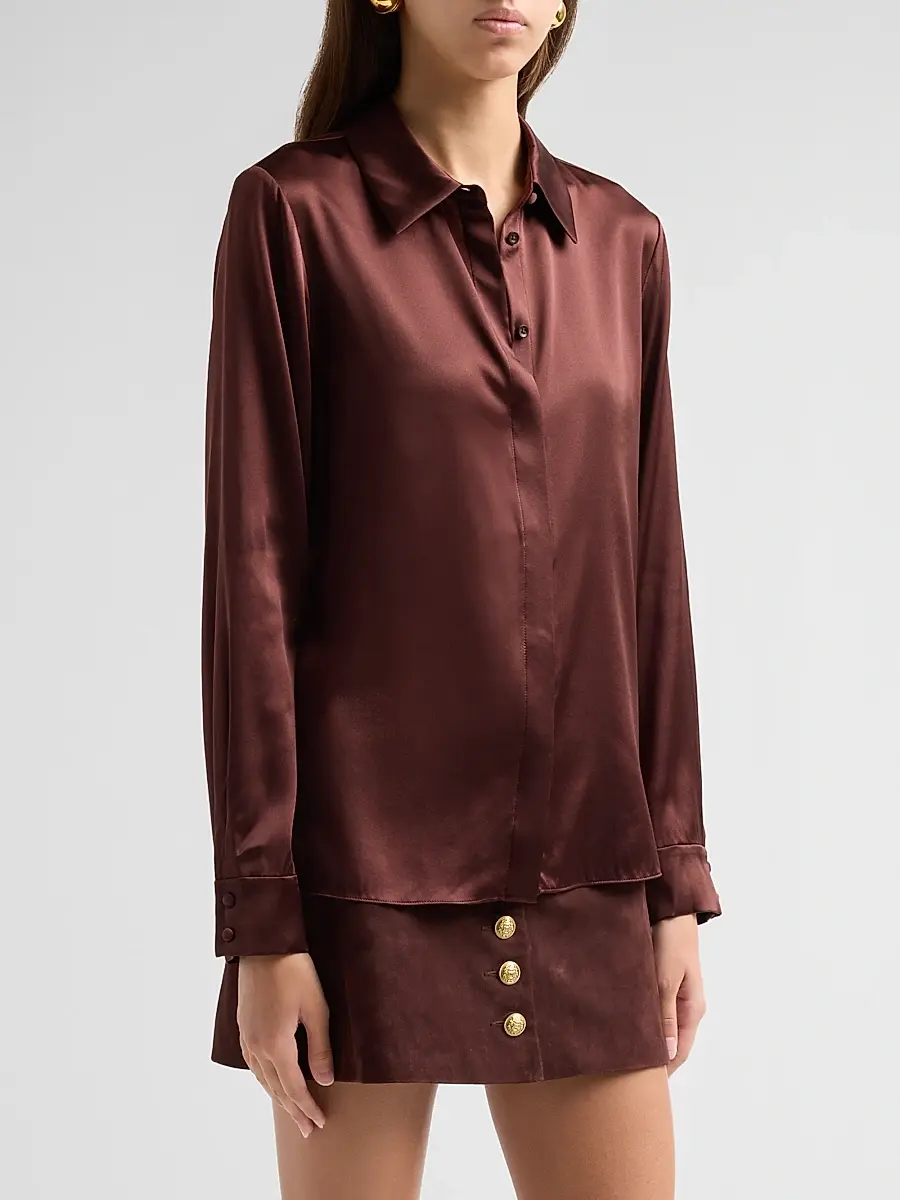 Alice + Olivia Women's Willa Stretch-Silk Shirt | Thumbnail 4 Alice + Olivia Women's Willa Stretch-Silk Shirt | Thumbnail 4