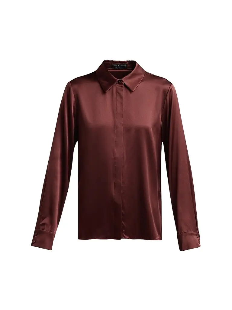 Alice + Olivia Women's Willa Stretch-Silk Shirt