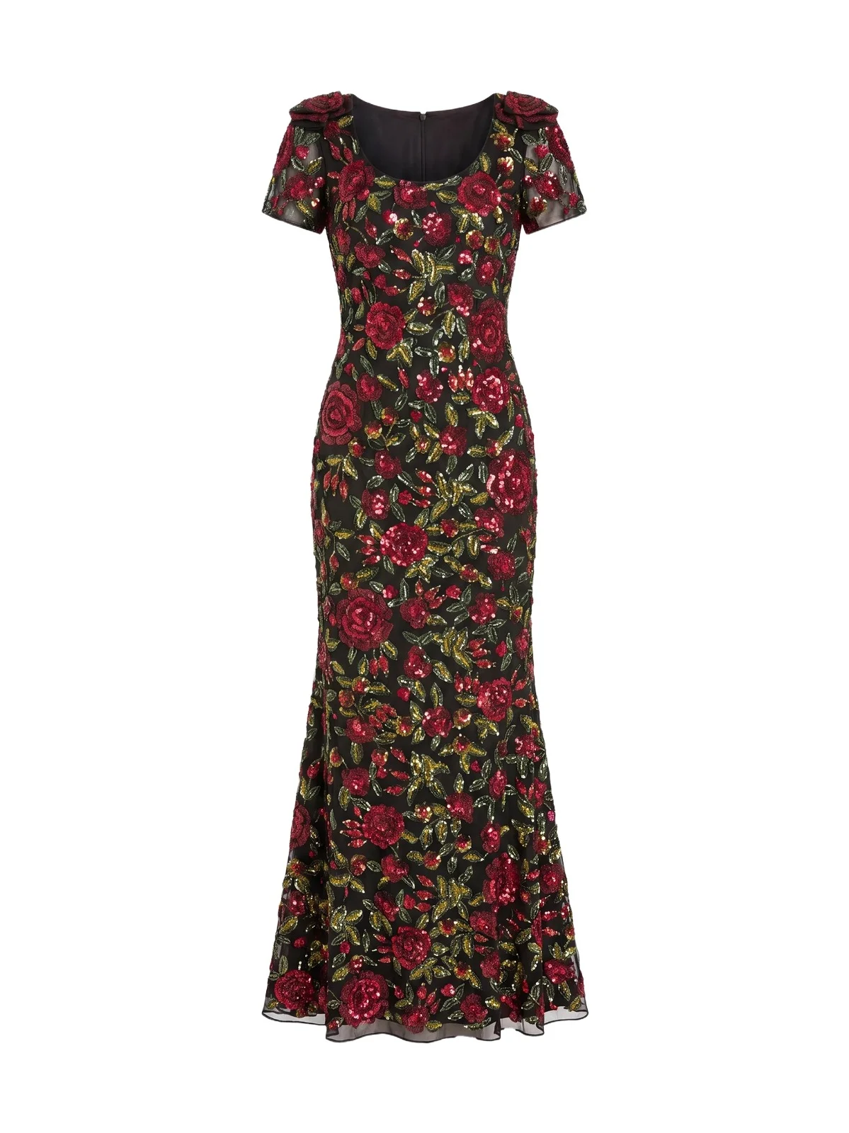 Mac Duggal Women's Floral-Sequined Mesh Mermaid Gown