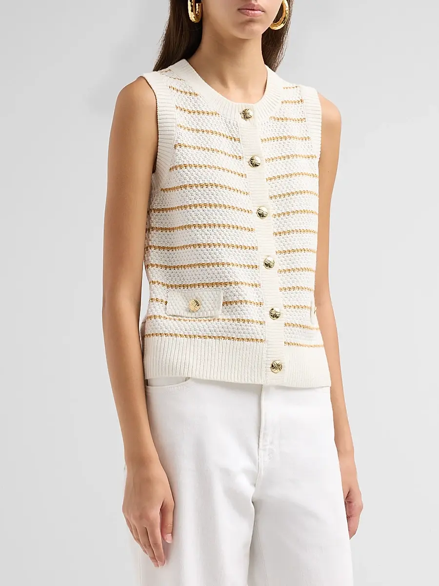 Lilly Pulitzer Women's Shayna Palm Tree Striped Sweater Vest | Thumbnail 4 Lilly Pulitzer Women's Shayna Palm Tree Striped Sweater Vest | Thumbnail 4