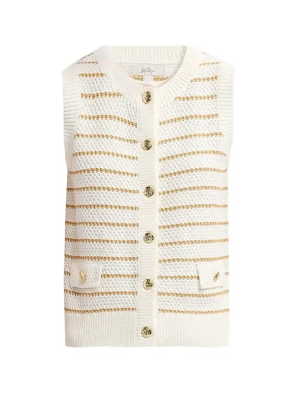 Lilly Pulitzer Women's Shayna Palm Tree Striped Sweater Vest