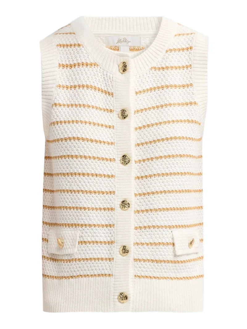Women's Shayna Palm Tree Striped Sweater Vest Women's Shayna Palm Tree Striped Sweater Vest