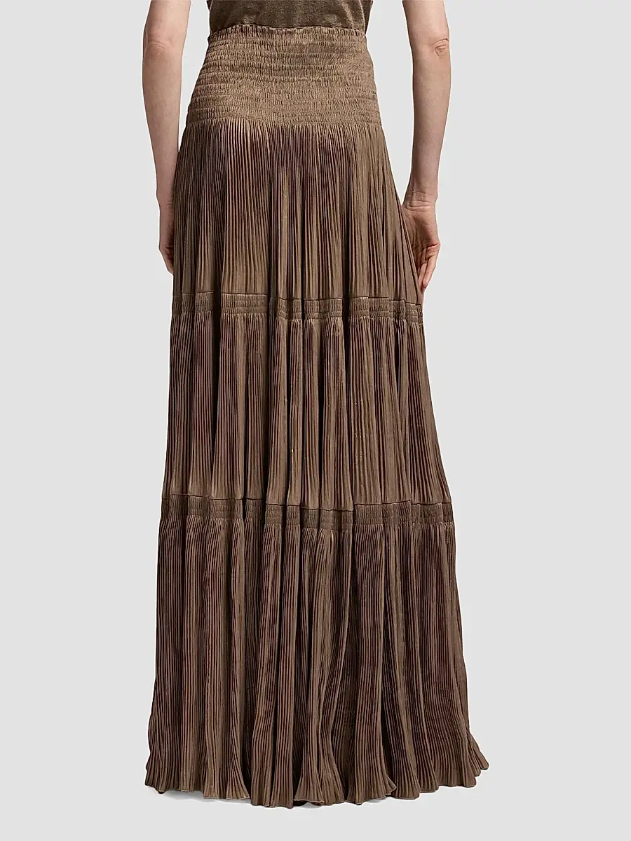 Ralph Lauren Collection Women's Adeena Pleated Lamé Maxi Skirt | Thumbnail 3