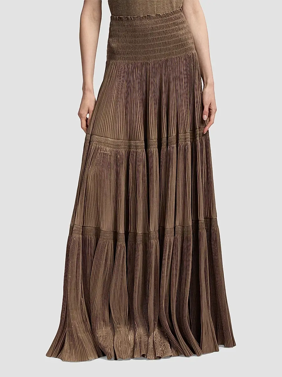 Ralph Lauren Collection Women's Adeena Pleated Lamé Maxi Skirt | Thumbnail 4