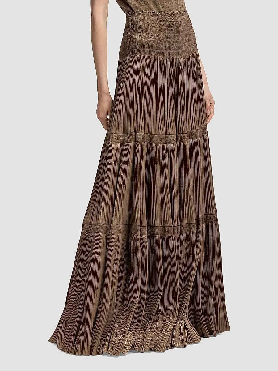 Ralph Lauren Collection Women's Adeena Pleated Lamé Maxi Skirt | Thumbnail 5