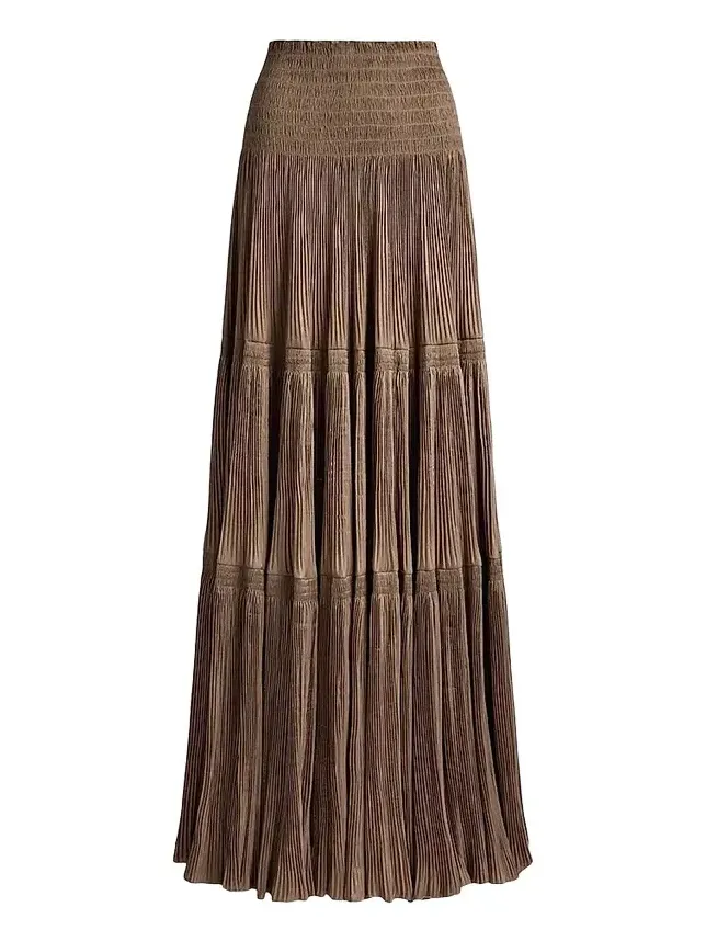 Women's Adeena Pleated Lamé Maxi Skirt Women's Adeena Pleated Lamé Maxi Skirt