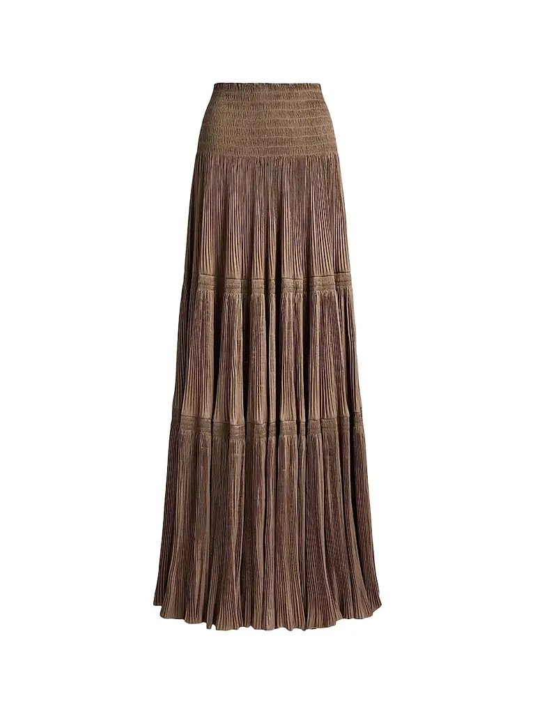 Ralph Lauren Collection Women's Adeena Pleated Lamé Maxi Skirt