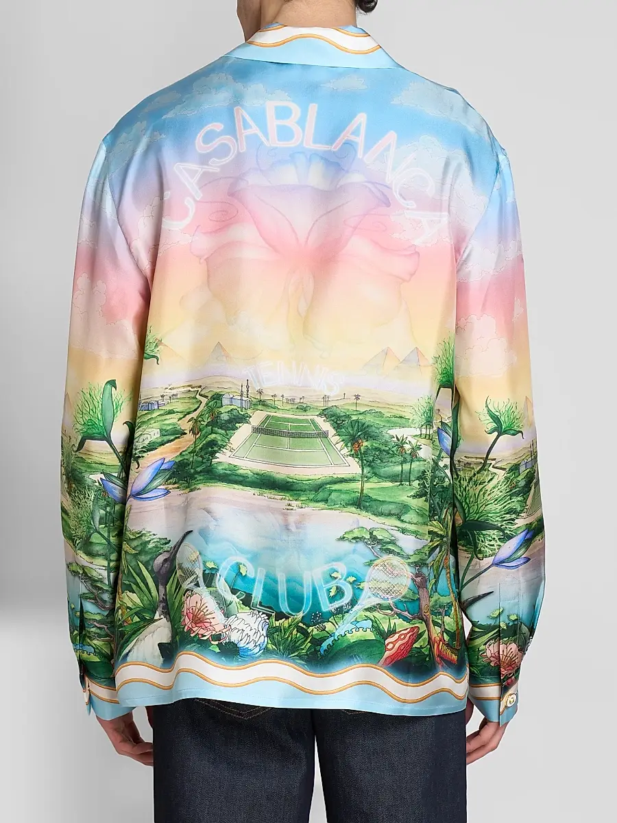 Casablanca Men's Silk Long-Sleeve Camp Shirt | Thumbnail 3 Casablanca Men's Silk Long-Sleeve Camp Shirt | Thumbnail 3