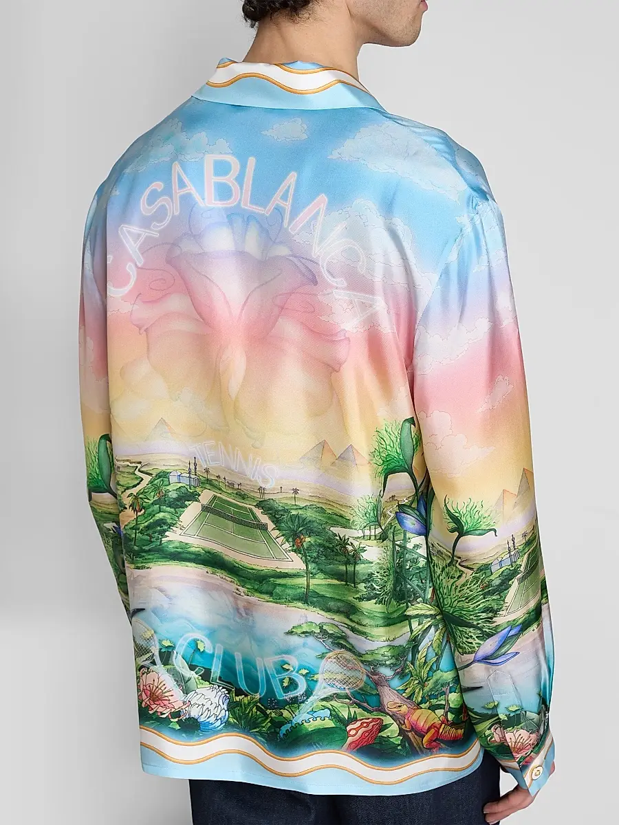 Casablanca Men's Silk Long-Sleeve Camp Shirt | Thumbnail 5 Casablanca Men's Silk Long-Sleeve Camp Shirt | Thumbnail 5