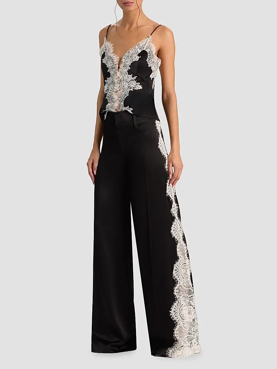 Alice + Olivia Women's Olivia Lace-Godet Wide-Leg Pants | Thumbnail 2 Alice + Olivia Women's Olivia Lace-Godet Wide-Leg Pants | Thumbnail 2