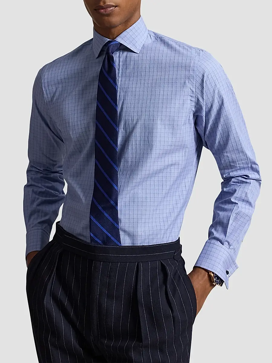 Polo Ralph Lauren Men's Custom-Fit Plaid French Cuff Shirt | Thumbnail 4 Polo Ralph Lauren Men's Custom-Fit Plaid French Cuff Shirt | Thumbnail 4