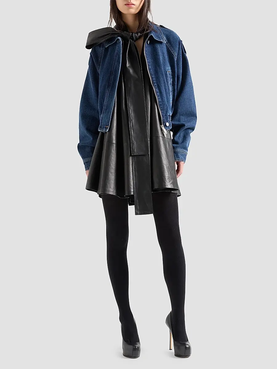 7 For All Mankind Women's Aviator Denim Crop Jacket | Thumbnail 2 7 For All Mankind Women's Aviator Denim Crop Jacket | Thumbnail 2