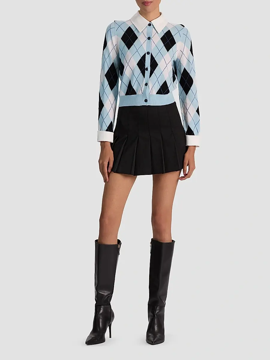 Alice + Olivia Women's Dollie Argyle Wool-Blend Cardigan | Thumbnail 2 Alice + Olivia Women's Dollie Argyle Wool-Blend Cardigan | Thumbnail 2